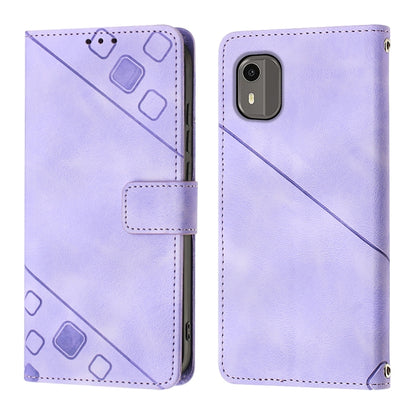 Skin-feel Embossed Leather Phone Case, For Nokia C12, For Nokia C02, For Nokia C22, For Nokia C32