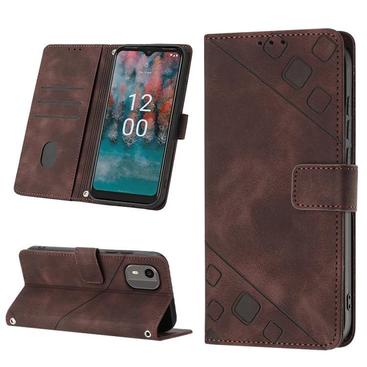 Skin-feel Embossed Leather Phone Case, For Nokia C12, For Nokia C02, For Nokia C22, For Nokia C32
