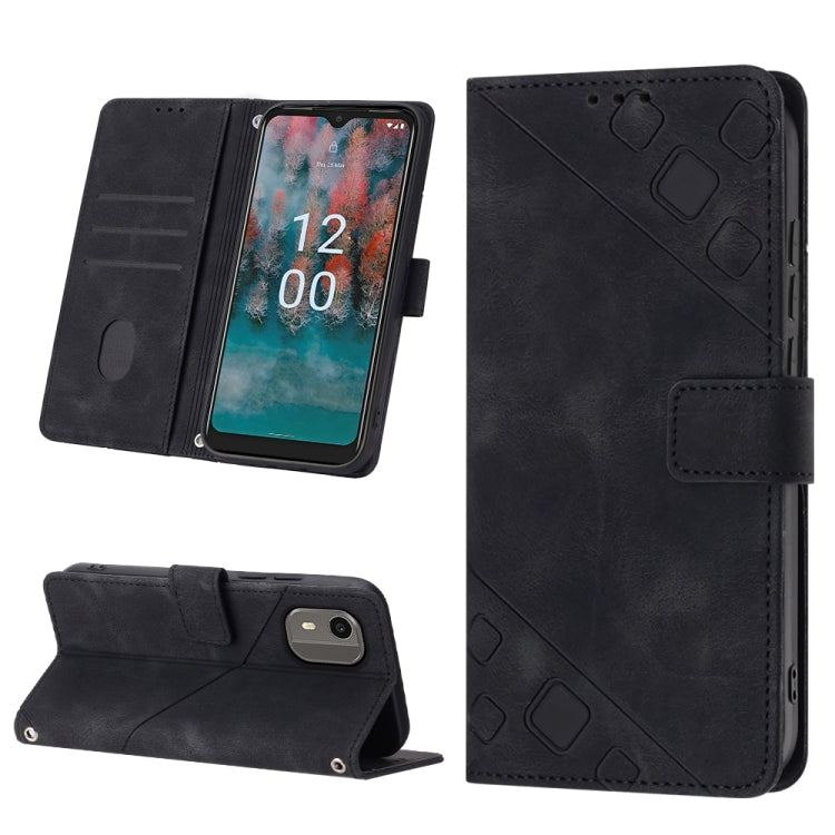 Skin-feel Embossed Leather Phone Case, For Nokia C12, For Nokia C02, For Nokia C22, For Nokia C32