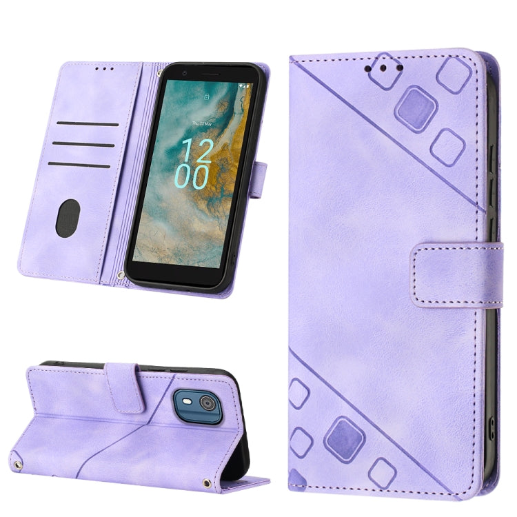 Skin-feel Embossed Leather Phone Case, For Nokia C12, For Nokia C02, For Nokia C22, For Nokia C32