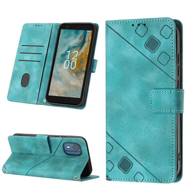 Skin-feel Embossed Leather Phone Case, For Nokia C12, For Nokia C02, For Nokia C22, For Nokia C32
