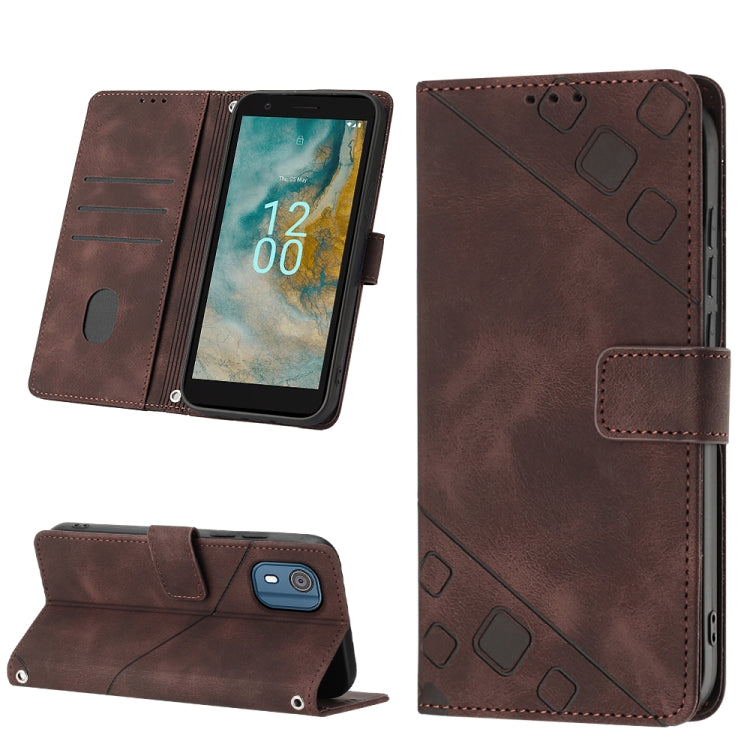 Skin-feel Embossed Leather Phone Case, For Nokia C12, For Nokia C02, For Nokia C22, For Nokia C32