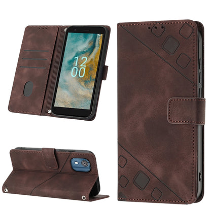 Skin-feel Embossed Leather Phone Case, For Nokia C12, For Nokia C02, For Nokia C22, For Nokia C32