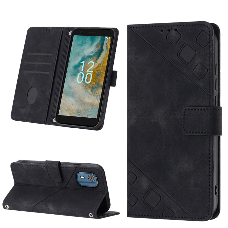 Skin-feel Embossed Leather Phone Case, For Nokia C12, For Nokia C02, For Nokia C22, For Nokia C32