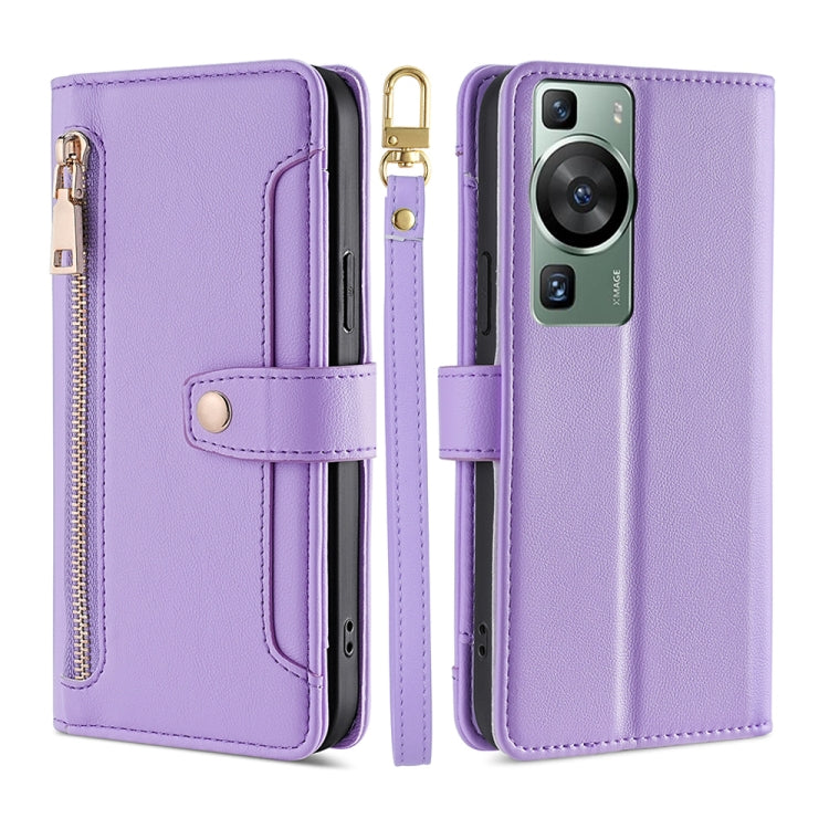 Sheep Texture Cross-body Zipper Wallet Leather Phone Case, For Xiaomi Redmi Note 12 4G Global, For Huawei P60 / P60 Pro, For Nokia G22, For Honor Magic5