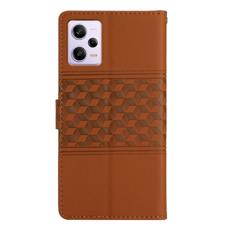 Diamond Embossed Skin Feel Leather Phone Case with Lanyard, For Xiaomi Redmi Note 12 Pro 5G China, For Xiaomi Redmi Note 12 5G China
