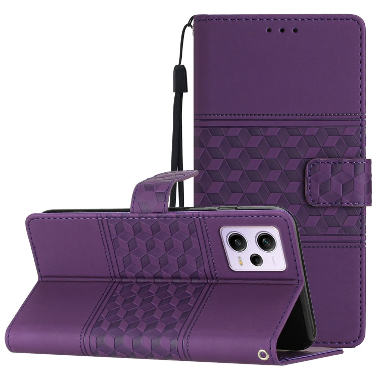 Diamond Embossed Skin Feel Leather Phone Case with Lanyard, For Xiaomi Redmi Note 12 Pro 5G China, For Xiaomi Redmi Note 12 5G China