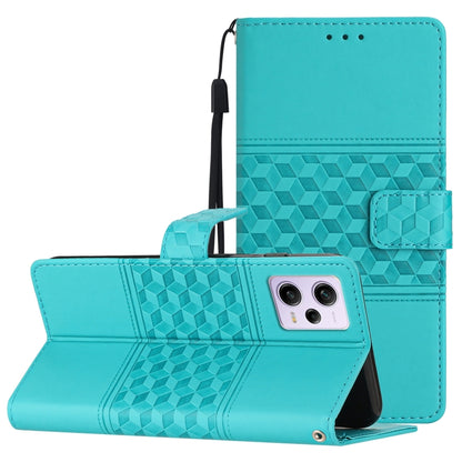 Diamond Embossed Skin Feel Leather Phone Case with Lanyard, For Xiaomi Redmi Note 12 Pro 5G China, For Xiaomi Redmi Note 12 5G China