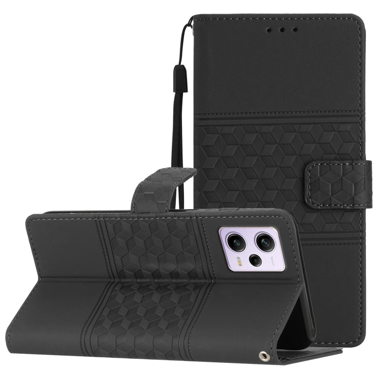 Diamond Embossed Skin Feel Leather Phone Case with Lanyard, For Xiaomi Redmi Note 12 Pro 5G China, For Xiaomi Redmi Note 12 5G China