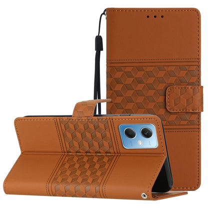 Diamond Embossed Skin Feel Leather Phone Case with Lanyard, For Xiaomi Redmi Note 12 Pro 5G China, For Xiaomi Redmi Note 12 5G China