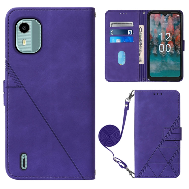 Crossbody 3D Embossed Flip Leather Phone Case, For Nokia C12, For Nokia C22, For Nokia C32 TA-1534, For Nokia G22