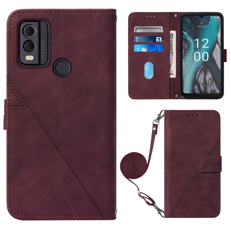 Crossbody 3D Embossed Flip Leather Phone Case, For Nokia C12, For Nokia C22, For Nokia C32 TA-1534, For Nokia G22