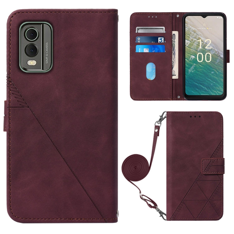 Crossbody 3D Embossed Flip Leather Phone Case, For Nokia C12, For Nokia C22, For Nokia C32 TA-1534, For Nokia G22