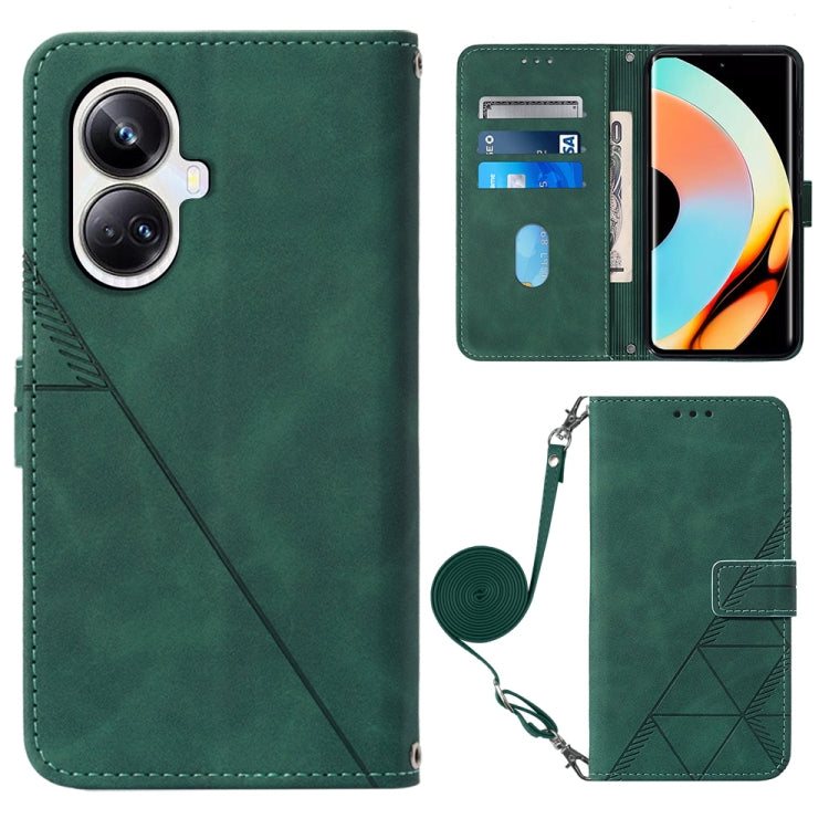 Crossbody 3D Embossed Flip Leather Phone Case, For Realme 10 Pro 5G, For Realme 10 Pro+ 5G, For Realme C55, For Realme GT Neo 5  5G / GT 3