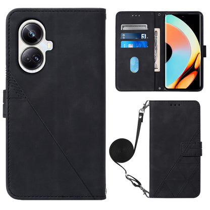 Crossbody 3D Embossed Flip Leather Phone Case, For Realme 10 Pro 5G, For Realme 10 Pro+ 5G, For Realme C55, For Realme GT Neo 5  5G / GT 3