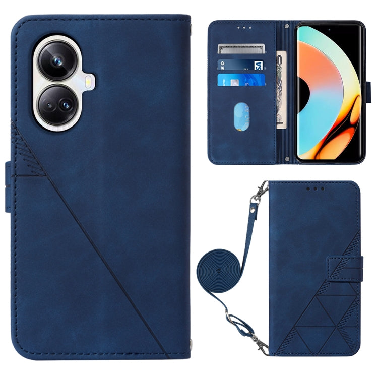 Crossbody 3D Embossed Flip Leather Phone Case, For Realme 10 Pro 5G, For Realme 10 Pro+ 5G, For Realme C55, For Realme GT Neo 5  5G / GT 3