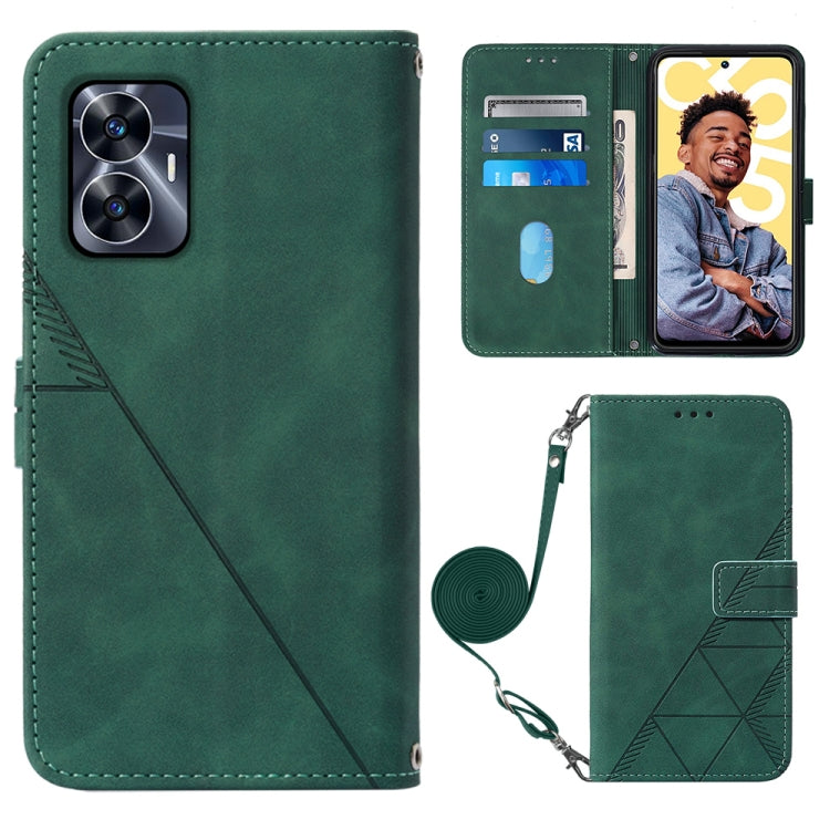 Crossbody 3D Embossed Flip Leather Phone Case, For Realme 10 Pro 5G, For Realme 10 Pro+ 5G, For Realme C55, For Realme GT Neo 5  5G / GT 3