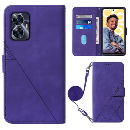 Crossbody 3D Embossed Flip Leather Phone Case, For Realme 10 Pro 5G, For Realme 10 Pro+ 5G, For Realme C55, For Realme GT Neo 5  5G / GT 3