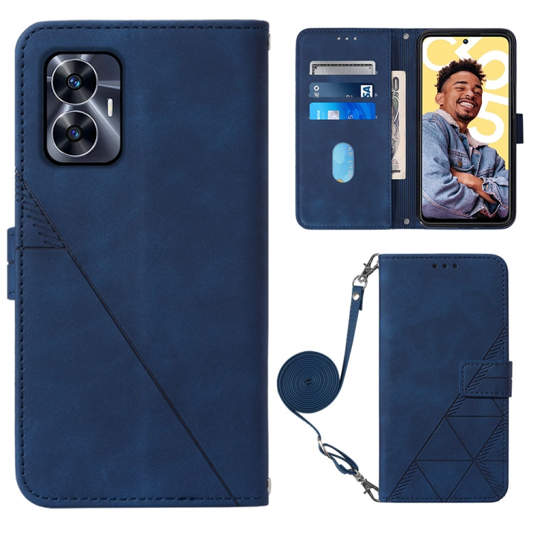 Crossbody 3D Embossed Flip Leather Phone Case, For Realme 10 Pro 5G, For Realme 10 Pro+ 5G, For Realme C55, For Realme GT Neo 5  5G / GT 3