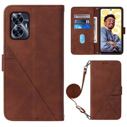 Crossbody 3D Embossed Flip Leather Phone Case, For Realme 10 Pro 5G, For Realme 10 Pro+ 5G, For Realme C55, For Realme GT Neo 5  5G / GT 3