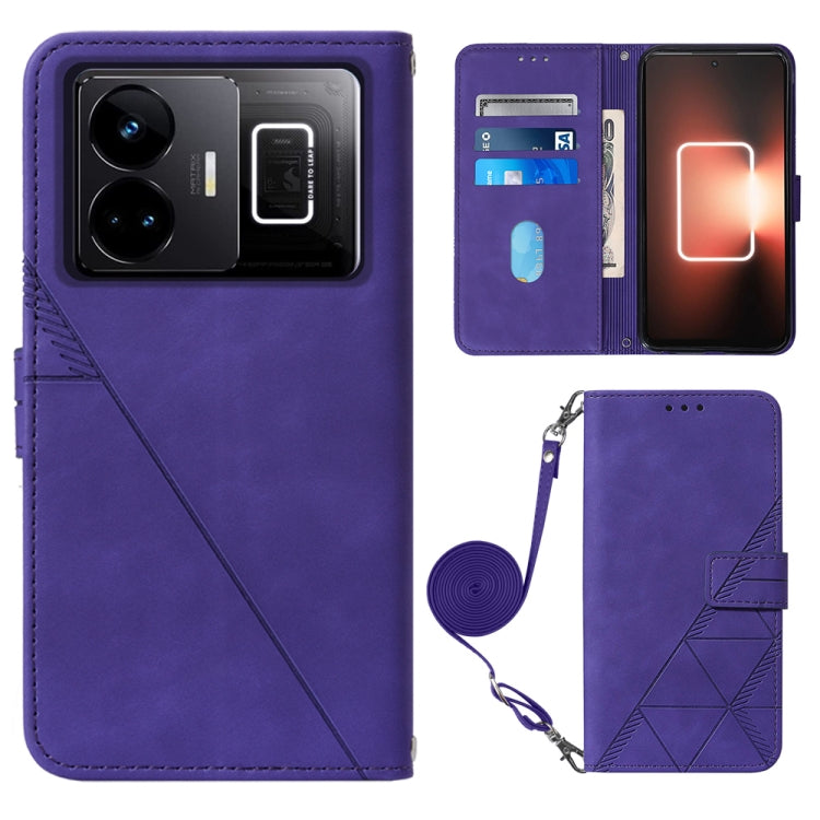 Crossbody 3D Embossed Flip Leather Phone Case, For Realme 10 Pro 5G, For Realme 10 Pro+ 5G, For Realme C55, For Realme GT Neo 5  5G / GT 3