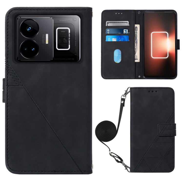 Crossbody 3D Embossed Flip Leather Phone Case, For Realme 10 Pro 5G, For Realme 10 Pro+ 5G, For Realme C55, For Realme GT Neo 5  5G / GT 3