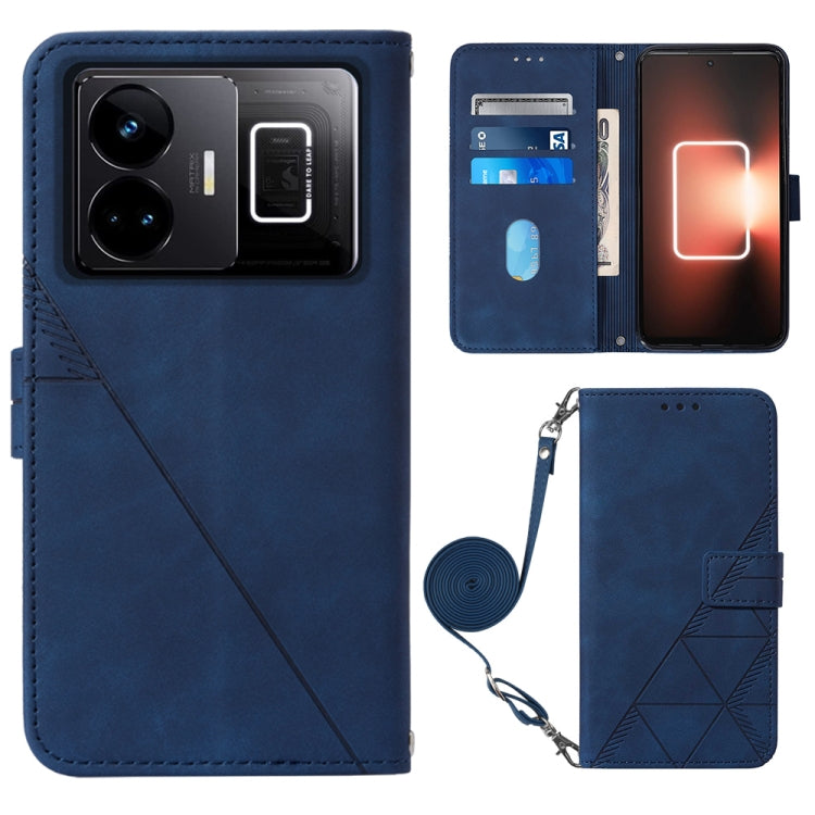 Crossbody 3D Embossed Flip Leather Phone Case, For Realme 10 Pro 5G, For Realme 10 Pro+ 5G, For Realme C55, For Realme GT Neo 5  5G / GT 3