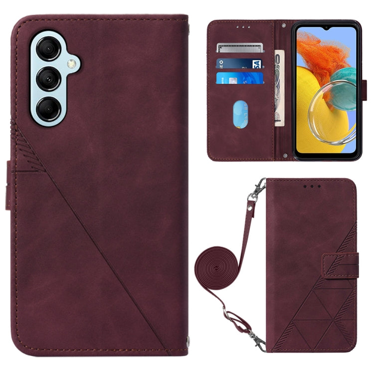 Crossbody 3D Embossed Flip Leather Phone Case, For Samsung Galaxy M14 5G