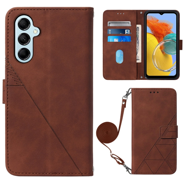 Crossbody 3D Embossed Flip Leather Phone Case, For Samsung Galaxy M14 5G