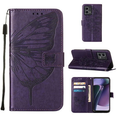 Embossed Butterfly Leather Phone Case, For OnePlus Ace 2 5G / 11R 5G, For Motorola Moto G Stylus 5G 2023, For Realme 10 4G