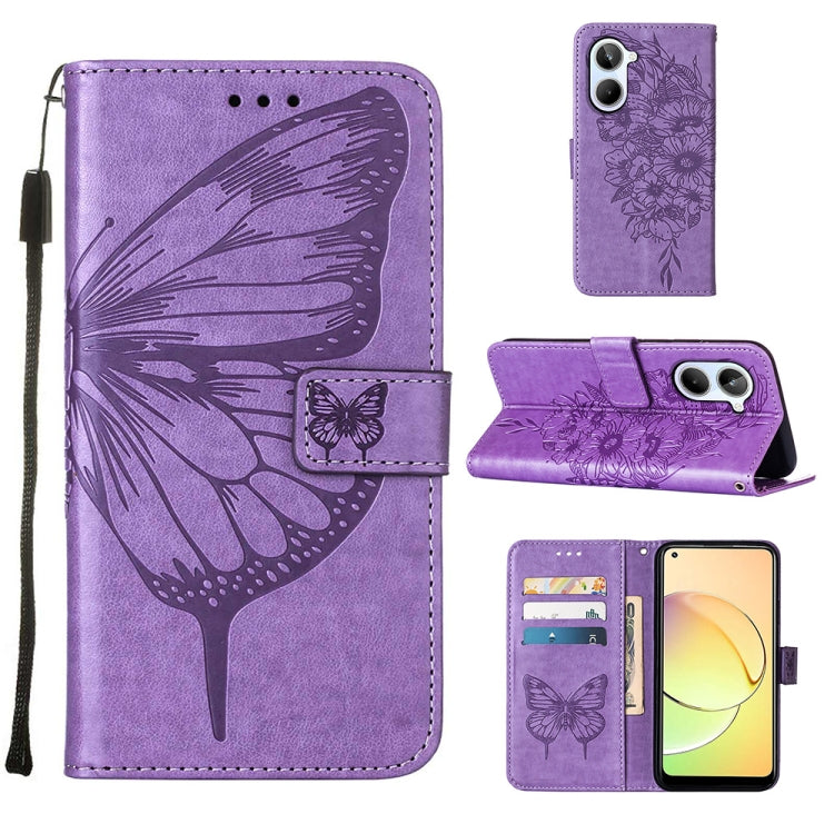Embossed Butterfly Leather Phone Case, For OnePlus Ace 2 5G / 11R 5G, For Motorola Moto G Stylus 5G 2023, For Realme 10 4G