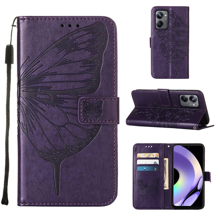 Embossed Butterfly Leather Phone Case, For Realme 10 Pro 5G, For Realme 10 Pro+ 5G, For Realme C55