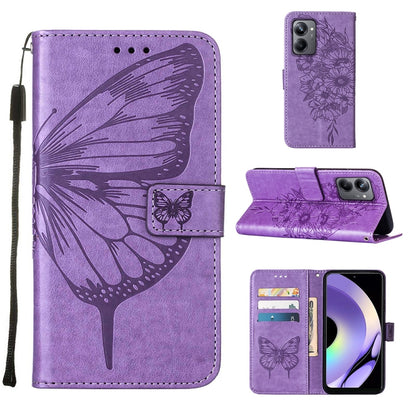 Embossed Butterfly Leather Phone Case, For Realme 10 Pro 5G, For Realme 10 Pro+ 5G, For Realme C55