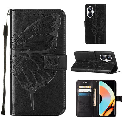 Embossed Butterfly Leather Phone Case, For Realme 10 Pro 5G, For Realme 10 Pro+ 5G, For Realme C55
