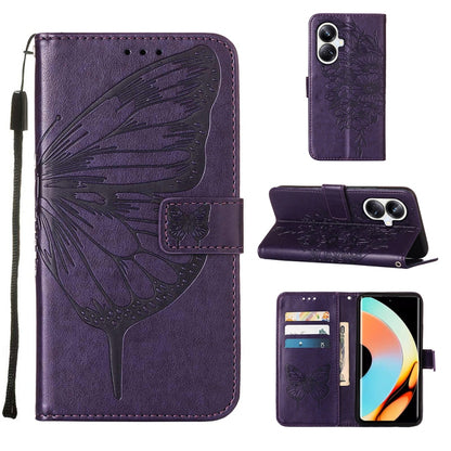 Embossed Butterfly Leather Phone Case, For Realme 10 Pro 5G, For Realme 10 Pro+ 5G, For Realme C55