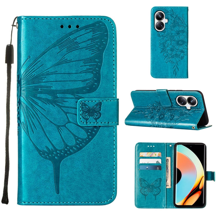 Embossed Butterfly Leather Phone Case, For Realme 10 Pro 5G, For Realme 10 Pro+ 5G, For Realme C55