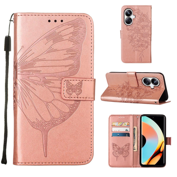 Embossed Butterfly Leather Phone Case, For Realme 10 Pro 5G, For Realme 10 Pro+ 5G, For Realme C55