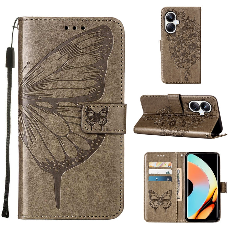 Embossed Butterfly Leather Phone Case, For Realme 10 Pro 5G, For Realme 10 Pro+ 5G, For Realme C55
