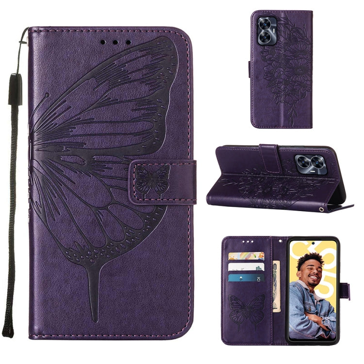Embossed Butterfly Leather Phone Case, For Realme 10 Pro 5G, For Realme 10 Pro+ 5G, For Realme C55