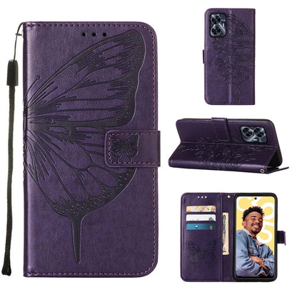 Embossed Butterfly Leather Phone Case, For Realme 10 Pro 5G, For Realme 10 Pro+ 5G, For Realme C55