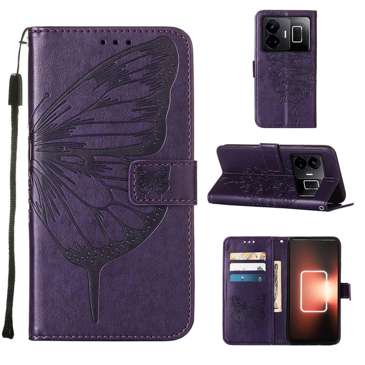 Embossed Butterfly Leather Phone Case, For Realme GT Neo 5 5G / GT3, For OPPO A1 Pro / Reno8 T 5G, For Xiaomi Redmi Note 12 4G Global