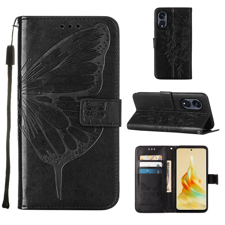 Embossed Butterfly Leather Phone Case, For Realme GT Neo 5 5G / GT3, For OPPO A1 Pro / Reno8 T 5G, For Xiaomi Redmi Note 12 4G Global