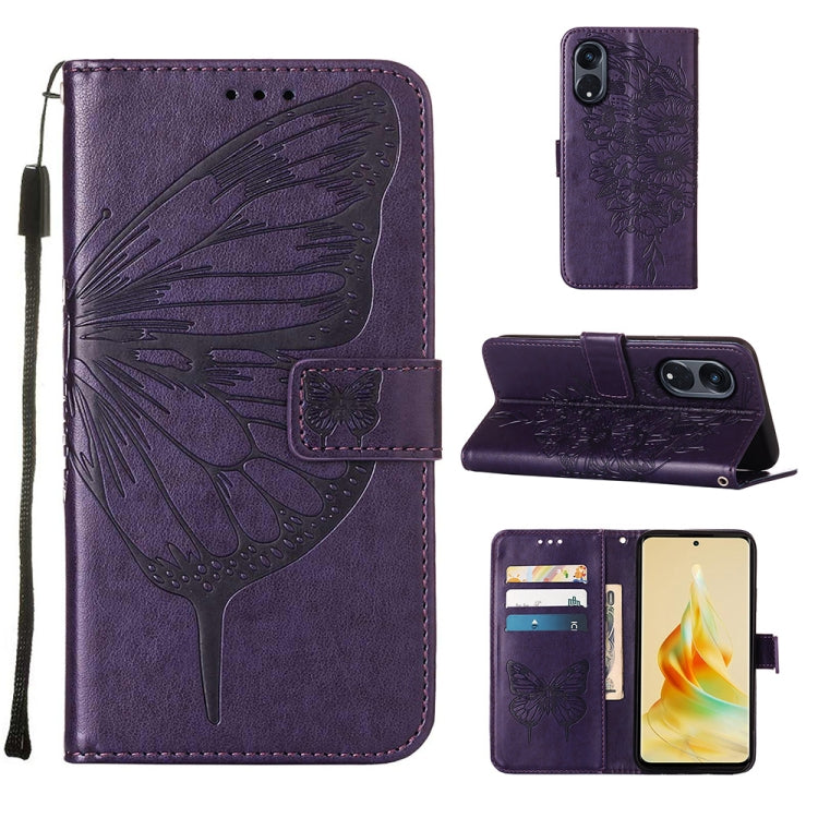 Embossed Butterfly Leather Phone Case, For Realme GT Neo 5 5G / GT3, For OPPO A1 Pro / Reno8 T 5G, For Xiaomi Redmi Note 12 4G Global