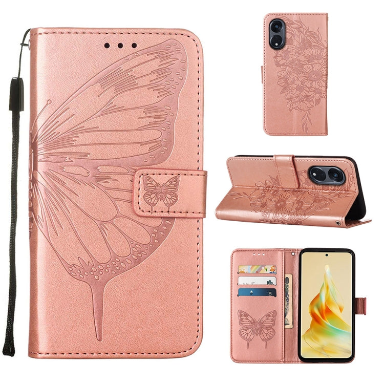 Embossed Butterfly Leather Phone Case, For Realme GT Neo 5 5G / GT3, For OPPO A1 Pro / Reno8 T 5G, For Xiaomi Redmi Note 12 4G Global