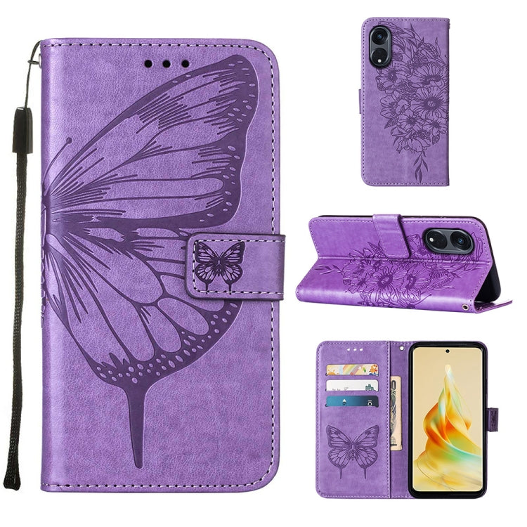 Embossed Butterfly Leather Phone Case, For Realme GT Neo 5 5G / GT3, For OPPO A1 Pro / Reno8 T 5G, For Xiaomi Redmi Note 12 4G Global