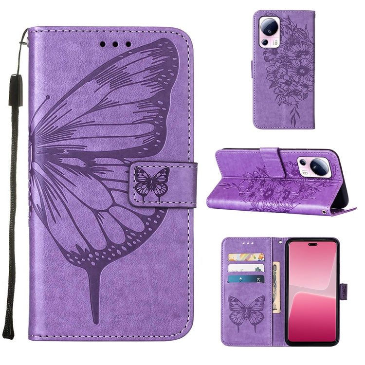 Embossed Butterfly Leather Phone Case, For Xiaomi Redmi Note 12 Pro+ 5G / Note 12 Explorer, For Xiaomi Redmi Note 12 Pro+ 5G, For Xiaomi 13, For Xiaomi 13 Lite 5G