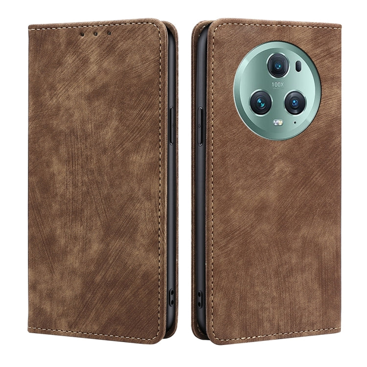 RFID Anti-theft Brush Magnetic Leather Phone Case, For Honor Magic5, For Honor Magic5 Pro, For Honor X5 4G, For Honor X40