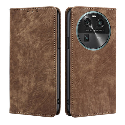 RFID Anti-theft Brush Magnetic Leather Phone Case, For Motorola Moto G Power 2023, For Nokia G22, For OnePlus Ace 2V 5G, For OPPO Find X6 5G