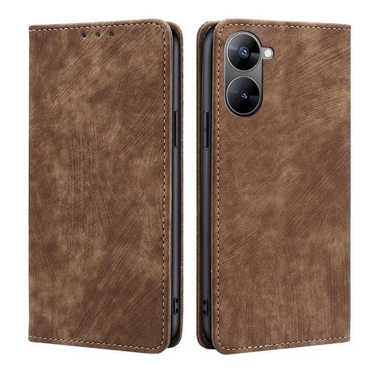 RFID Anti-theft Brush Magnetic Leather Phone Case, For Infinix Hot 11s NFC, For Realme V30 5G / V30T, For Infinix Hot 12 Play, For Infinix Hot 12 Pro