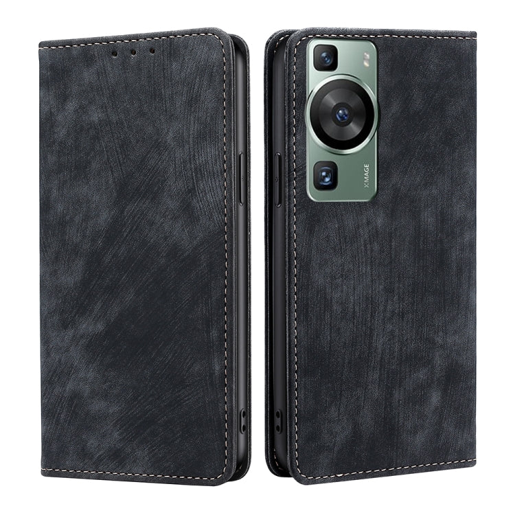 RFID Anti-theft Brush Magnetic Leather Phone Case, For Huawei P60 / P60 Pro, For Huawei Enjoy 60, For Rakuten Big S, For Rakuten Hand 4G